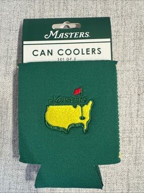 Masters Green Can Cooler with Yellow Map Logo (Set of 2)
